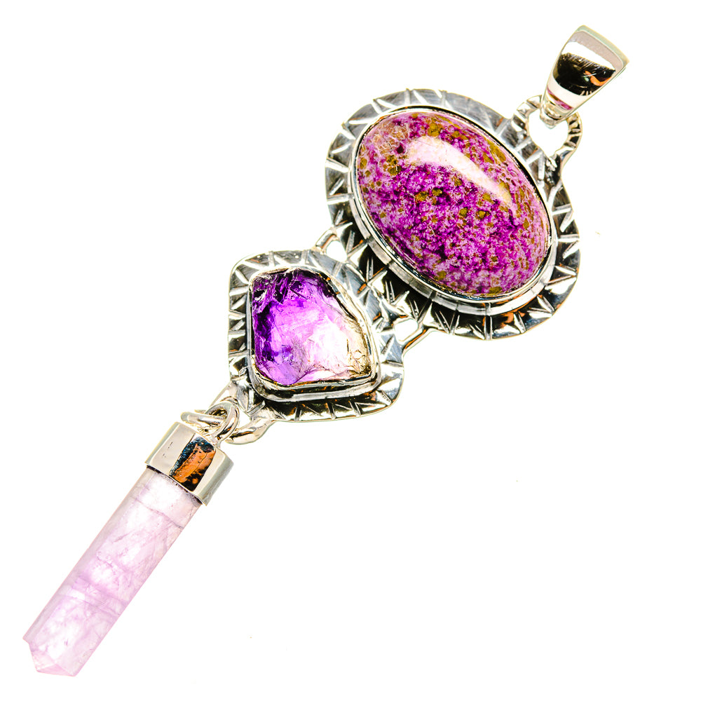 Sterling silver pendant with large oval purple stone and small cushion purple stone