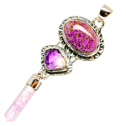 Sterling silver pendant with large oval purple stone and small cushion purple stone