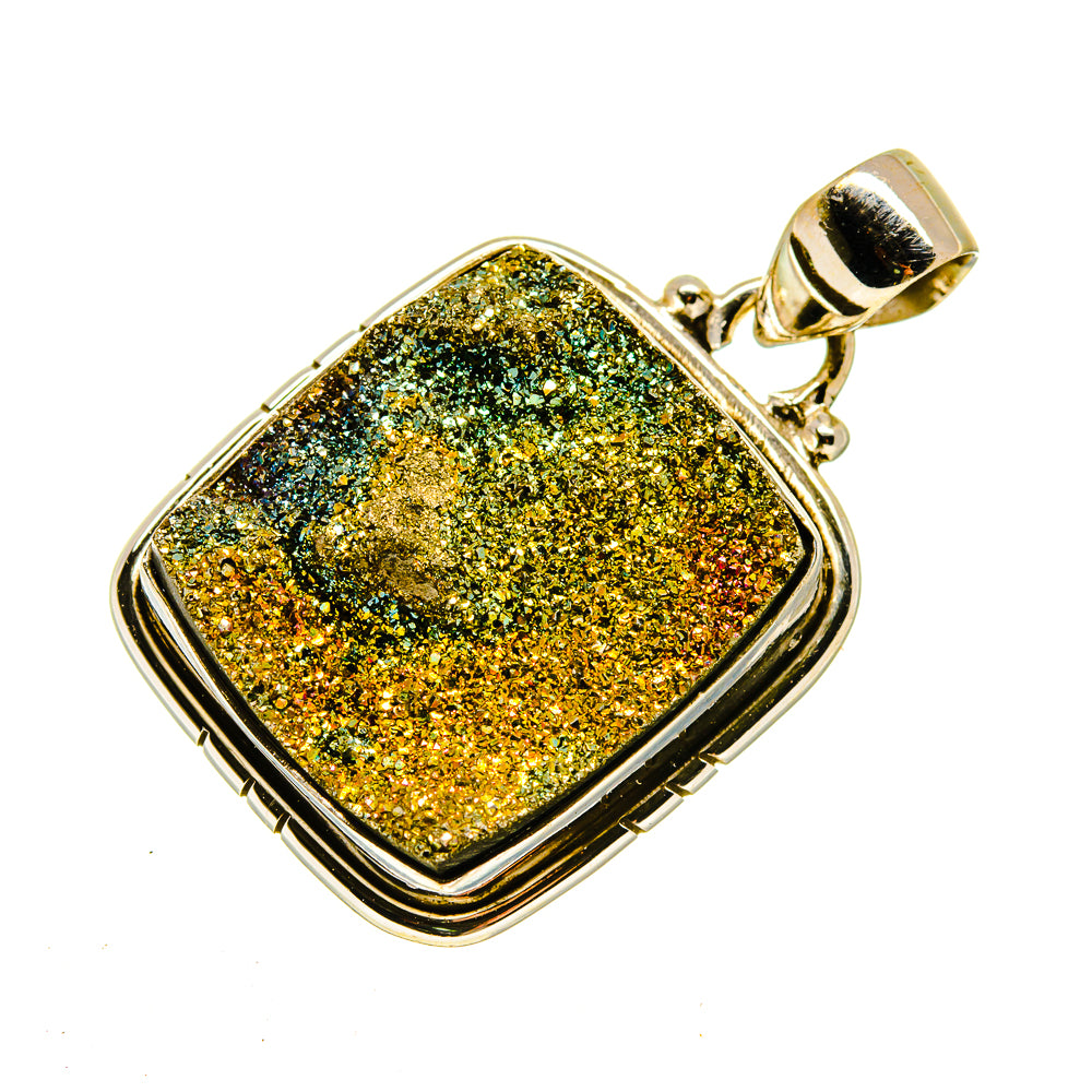 Spectro Pyrite Druzy Pendants handcrafted by Ana Silver Co - PD740894 - Photo 2