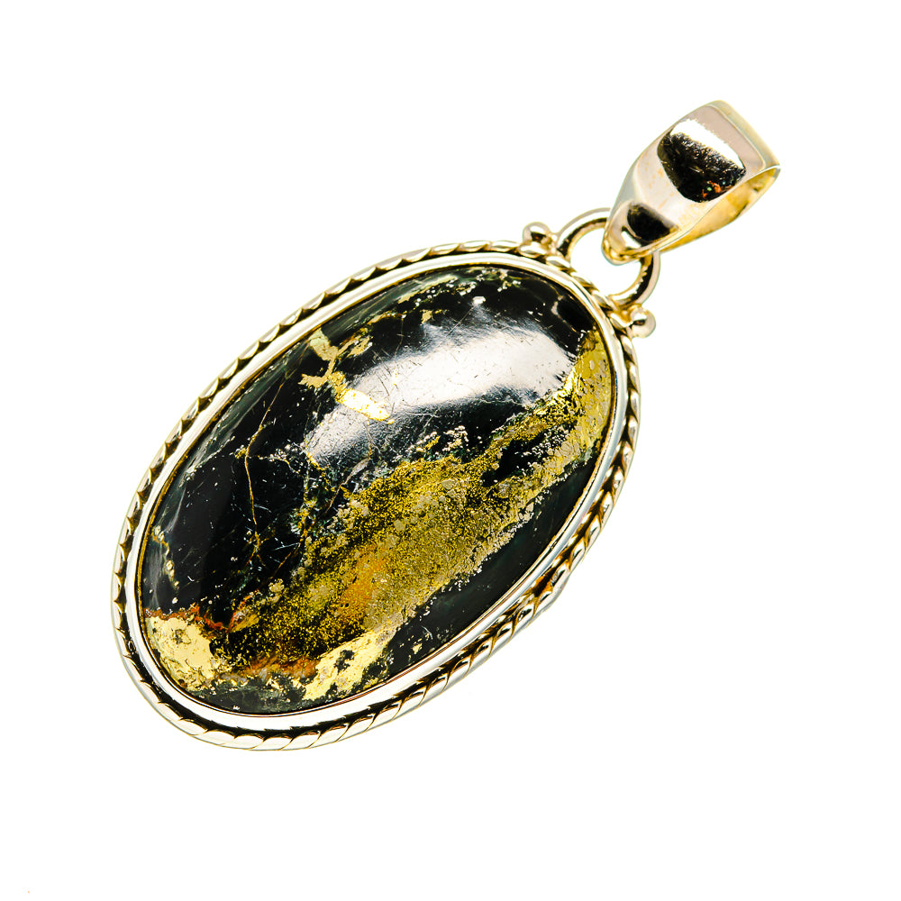 Pyrite In Black Onyx Pendants handcrafted by Ana Silver Co - PD742994