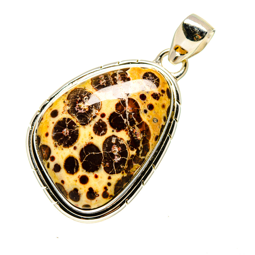 Teardrop poppy jasper pendant, 925 sterling silver bezel with top bail