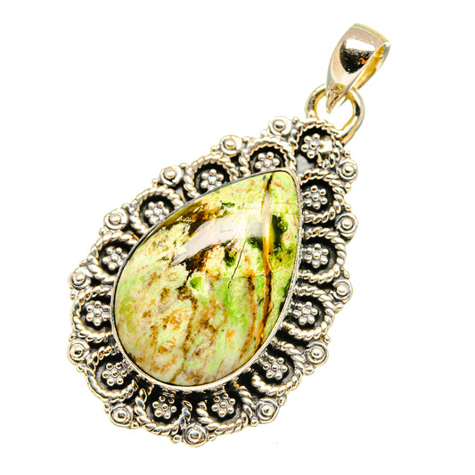 African Green Opal Pendants handcrafted by Ana Silver Co - PD7435