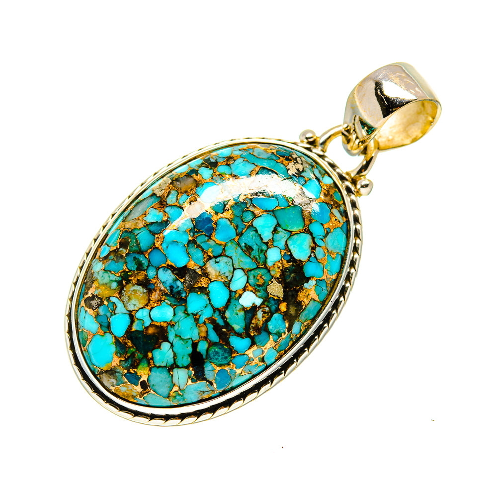 Blue Copper Composite Turquoise Pendants handcrafted by Ana Silver Co - PD743569