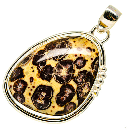 Oval sterling silver pendant with oval poppy jasper cabochon and bail loop