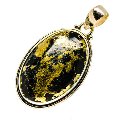 Pyrite In Black Onyx Pendants handcrafted by Ana Silver Co - PD744685