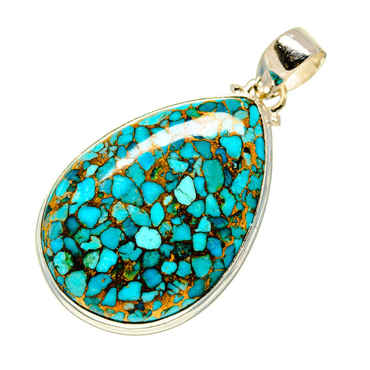 Blue Copper Composite Turquoise Pendants handcrafted by Ana Silver Co - PD744796