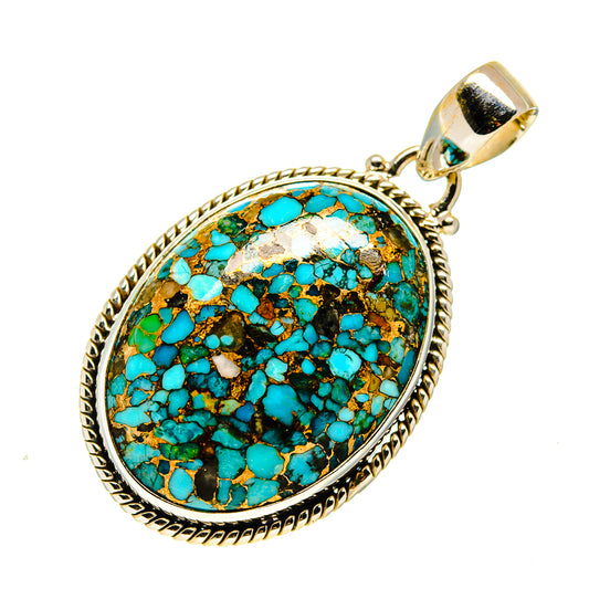 Blue Copper Composite Turquoise Pendants handcrafted by Ana Silver Co - PD744878