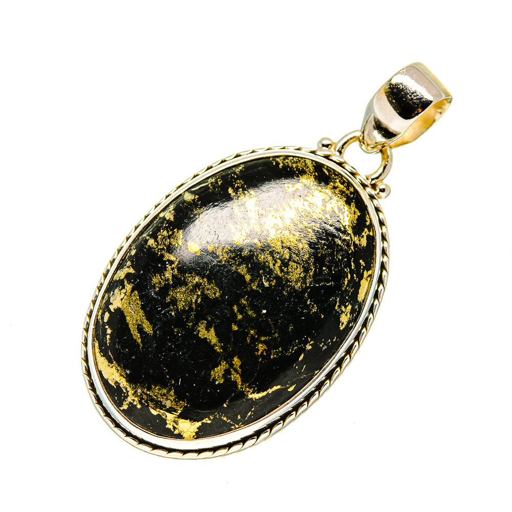 Pyrite In Black Onyx Pendants handcrafted by Ana Silver Co - PD744919