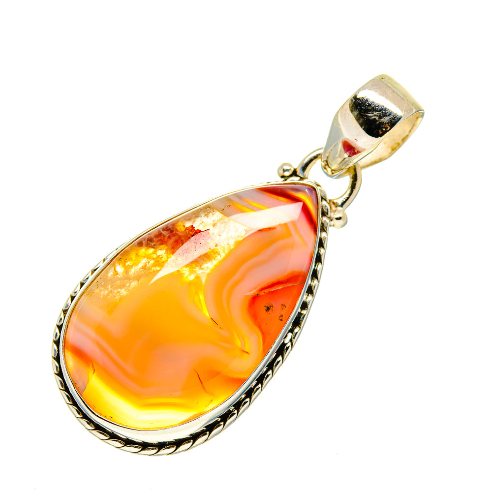Orange Botswana Agate Pendants handcrafted by Ana Silver Co - PD744939