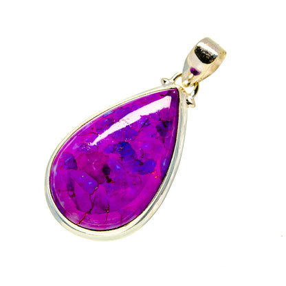 Sterling silver teardrop pendant with purple composite turquoise stone