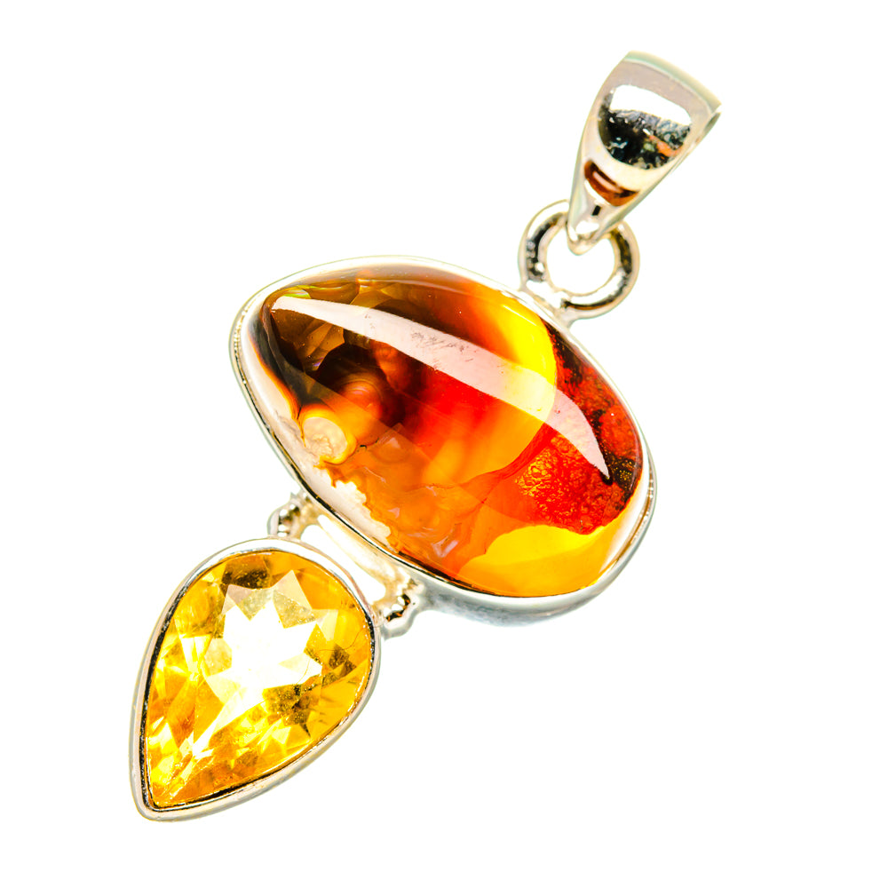 Mexican Fire Agate Pendants handcrafted by Ana Silver Co - PD7460