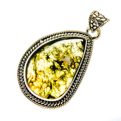 Green Moss Agate Pendants handcrafted by Ana Silver Co - PD746544