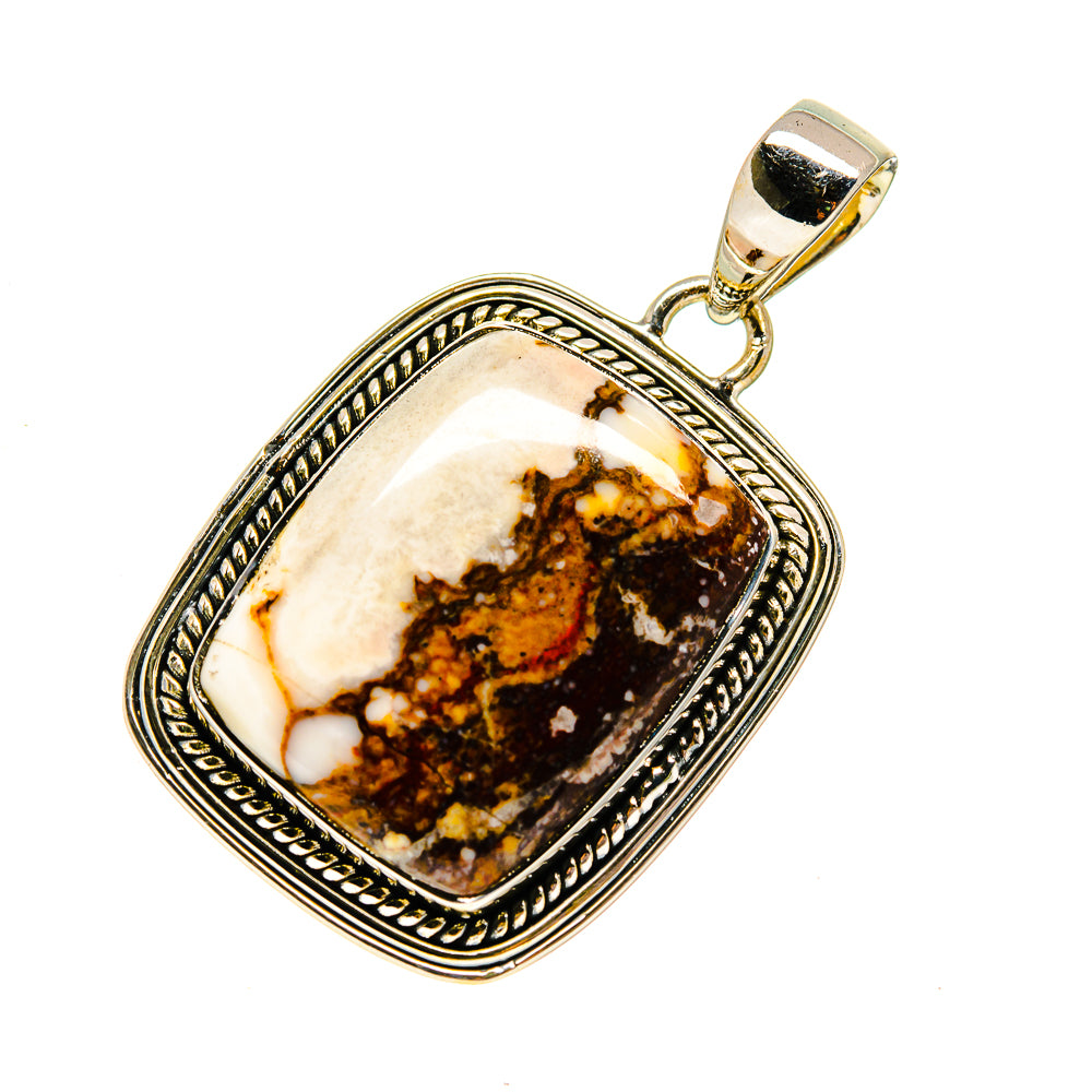 Sterling silver pendant with rectangular peanut jasper cabochon and raised bail