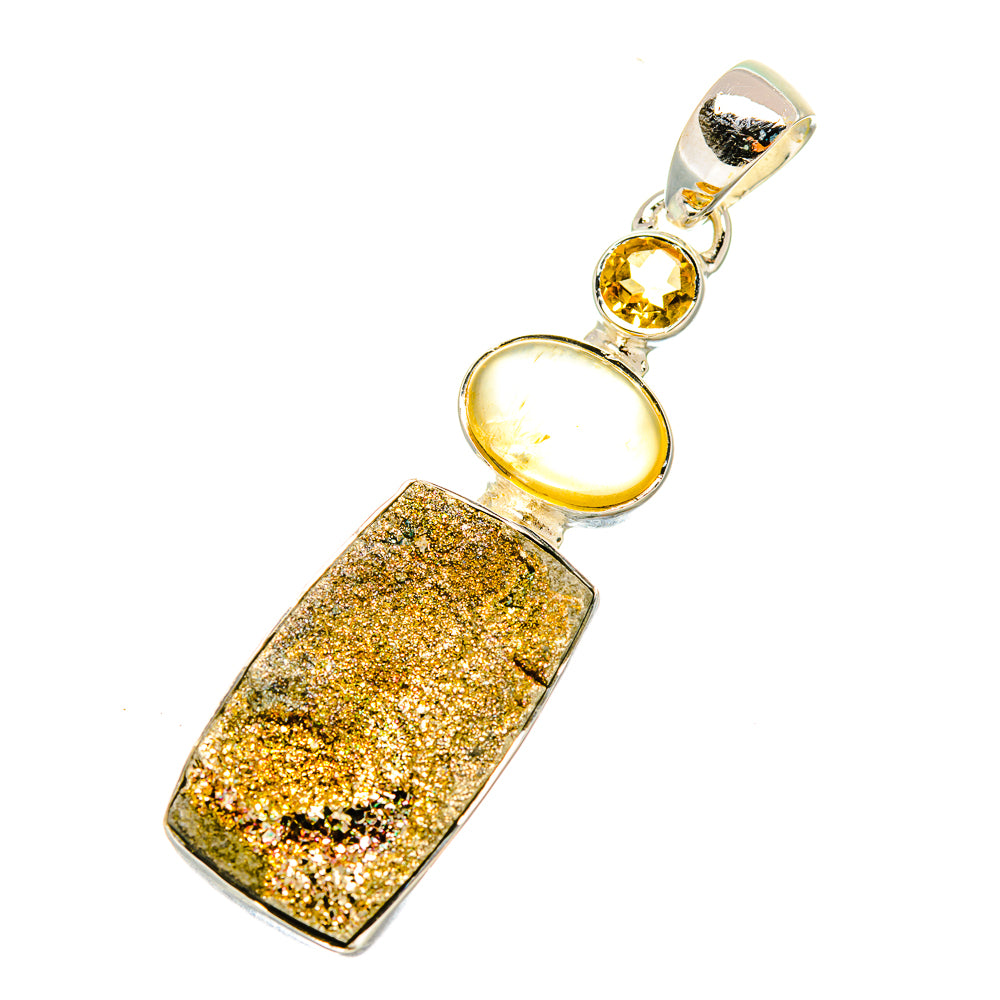 Spectro Pyrite Druzy Pendants handcrafted by Ana Silver Co - PD7470