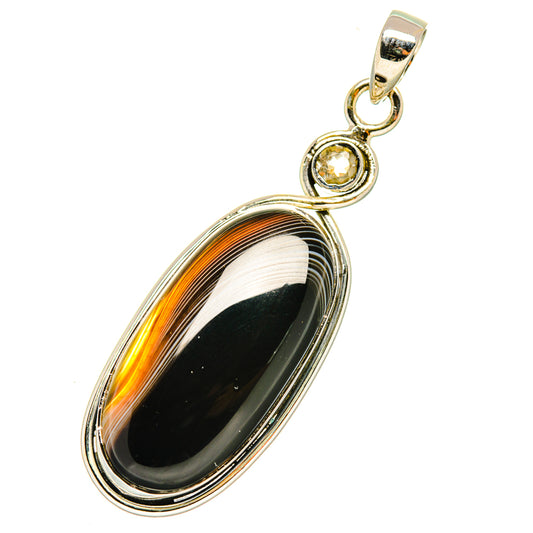 Black Banded Agate Pendants handcrafted by Ana Silver Co - PD7480