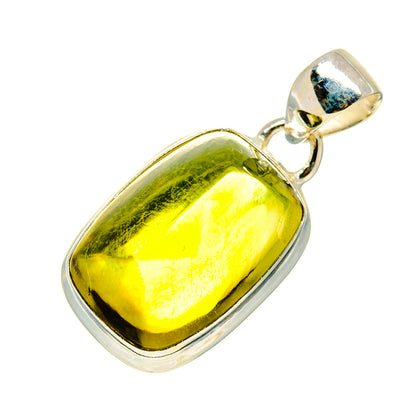Sterling silver pendant with olive green quartz cabochon and polished bail