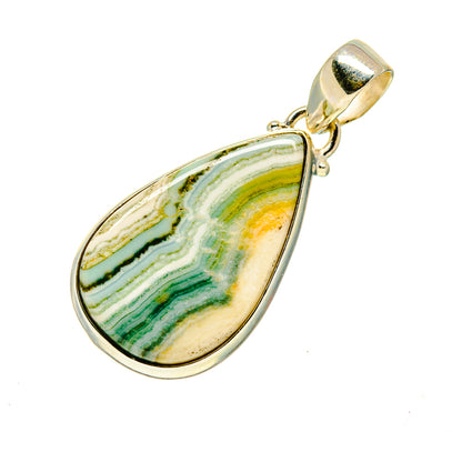 Green Botswana Agate Pendants handcrafted by Ana Silver Co - PD748494