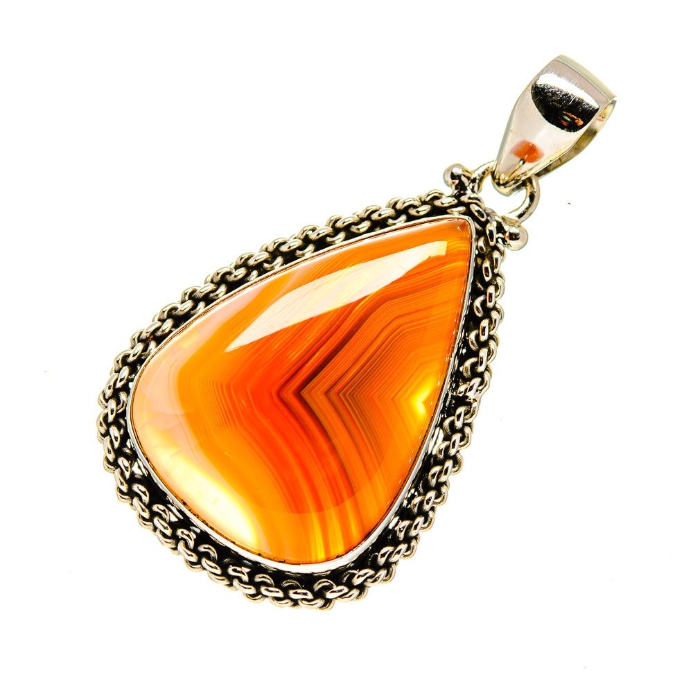 Orange Botswana Agate Pendants handcrafted by Ana Silver Co - PD748653