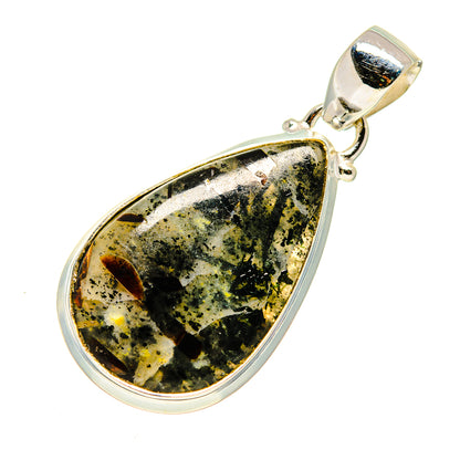 Astrophyllite pendant in 925 sterling silver teardrop setting with bail