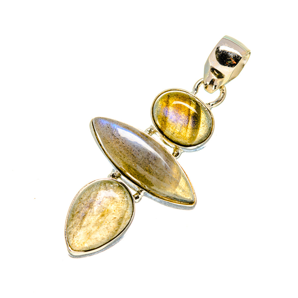 925 sterling silver labradorite pendant with three cabochons and bail