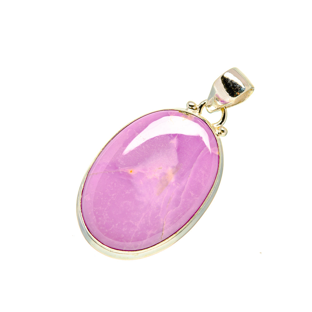 Oval purple phosphosiderite pendant with sterling silver setting and top bail