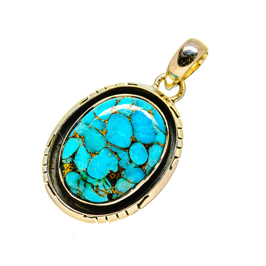 Blue Copper Composite Turquoise Pendants handcrafted by Ana Silver Co - PD751495