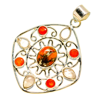 Orange Copper Composite Turquoise Pendants handcrafted by Ana Silver Co - PD751576