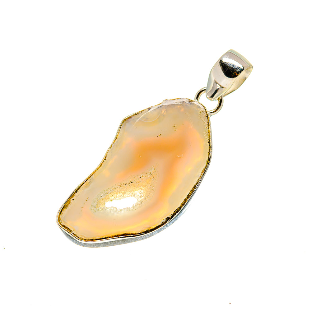 White Geode Slice Pendants handcrafted by Ana Silver Co - PD752029
