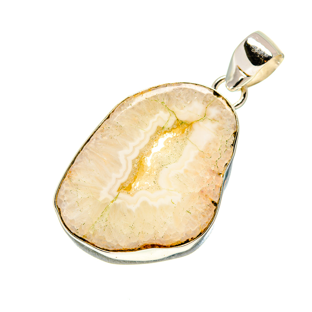 White Geode Slice Pendants handcrafted by Ana Silver Co - PD752063