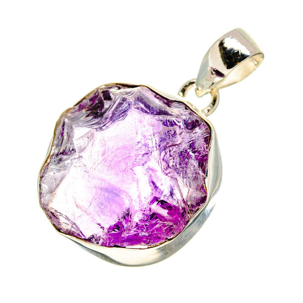 Rough amethyst pendant, sterling silver setting with irregular purple crystal