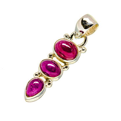 Pink tourmaline pendant in 925 sterling silver, gold-tone bezel and bail