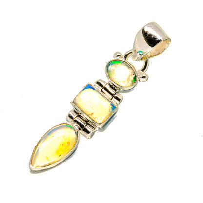 Sterling silver opal pendant with three opal cabochons and bail
