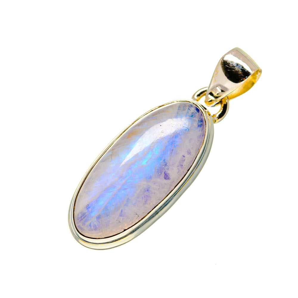 Oval moonstone pendant with 925 sterling silver bezel and bail