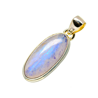 Oval moonstone pendant with 925 sterling silver bezel and bail
