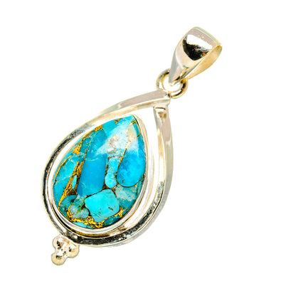 Blue Copper Composite Turquoise Pendants handcrafted by Ana Silver Co - PD7536