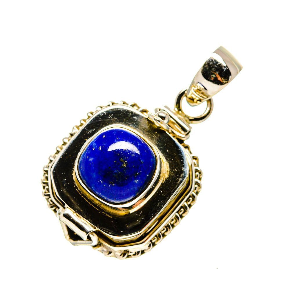 Lapis lazuli poison pendant with round blue cabochon bezel and bail clasp