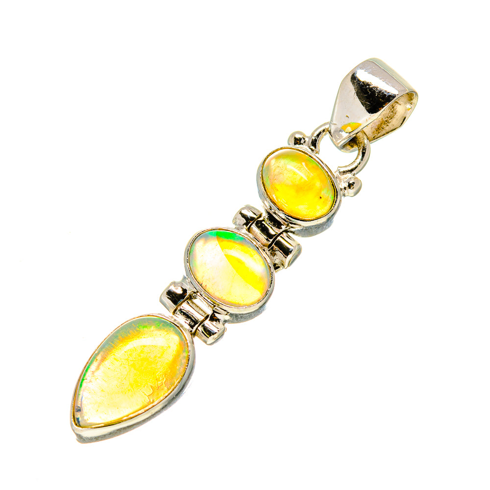 Sterling silver opal pendant with three oval Ethiopian opals and bail loop