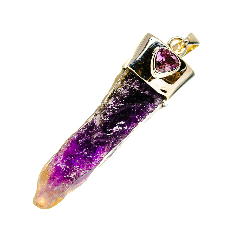 Rough amethyst pendant with pointed purple crystal and silver top with loop bail