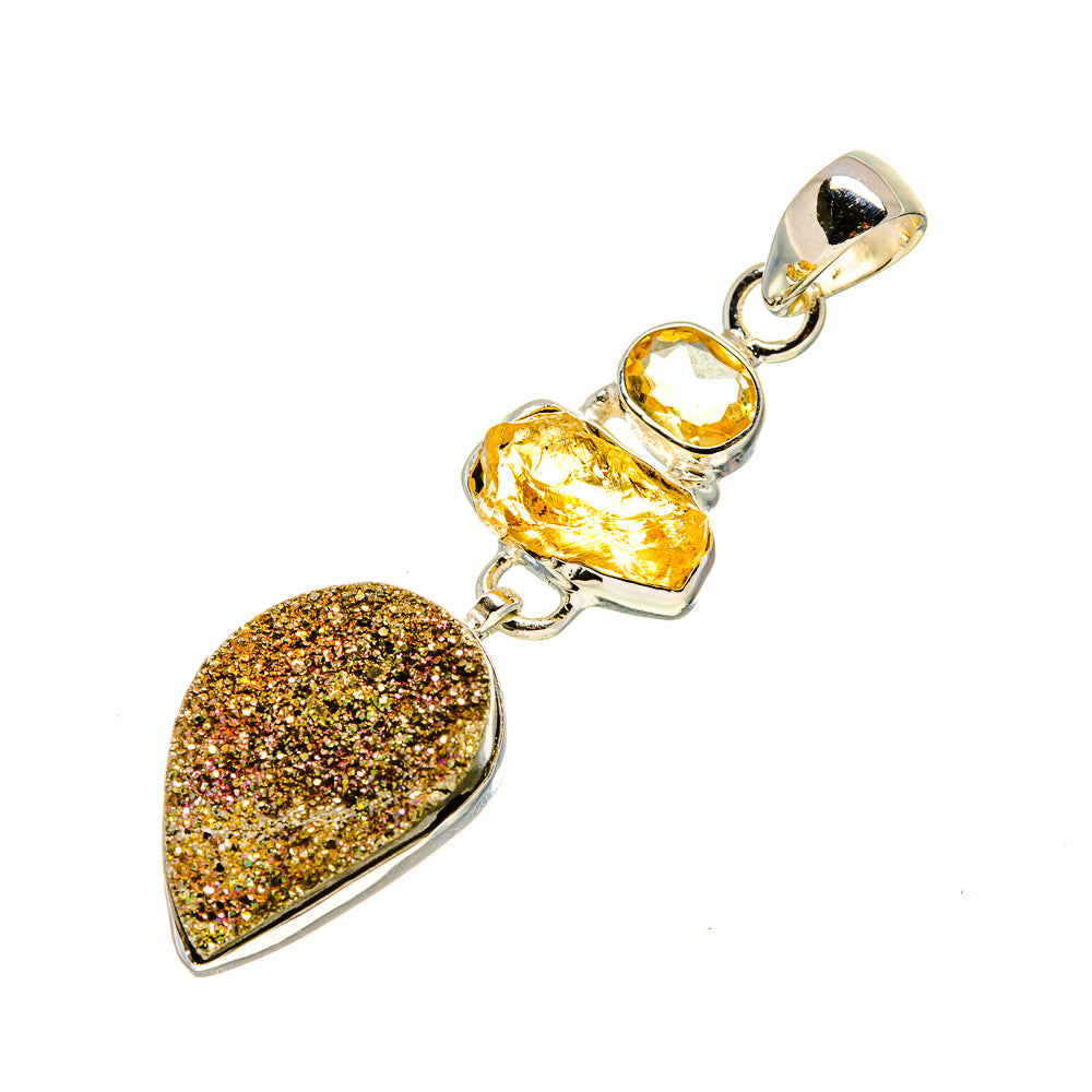 Spectro Pyrite Druzy Pendants handcrafted by Ana Silver Co - PD754088