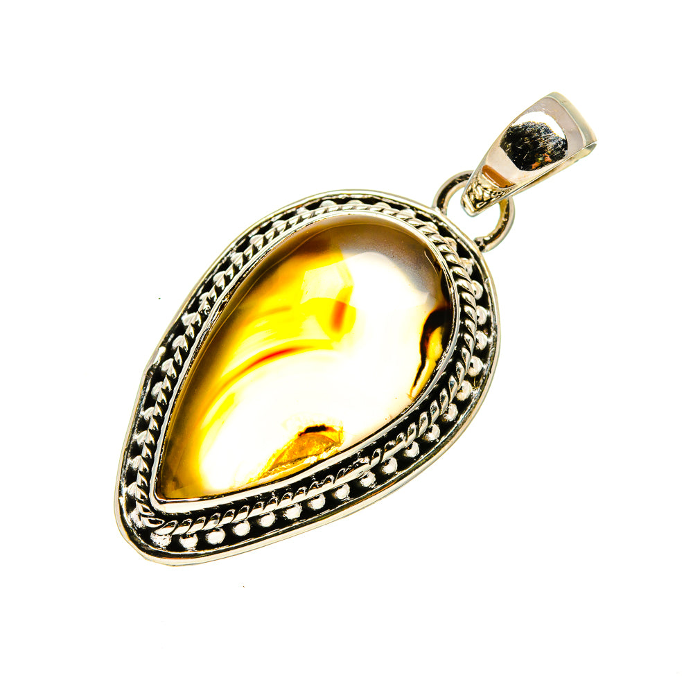 Teardrop agate pendant in gold and silver-tone 925 sterling with loop bail