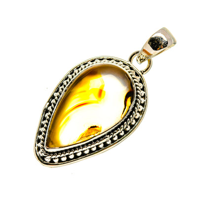 Teardrop agate pendant in gold and silver-tone 925 sterling with loop bail
