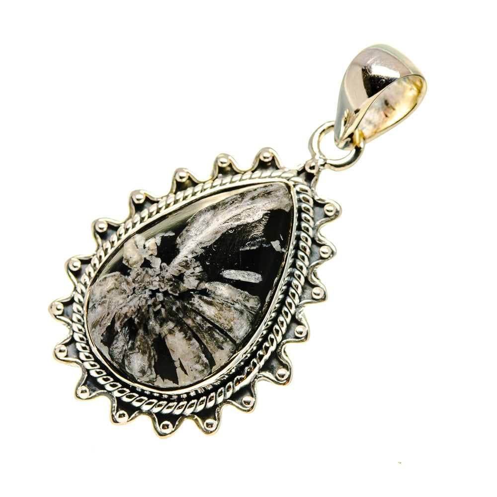 Chrysanthemum Stone Pendants handcrafted by Ana Silver Co - PD754341
