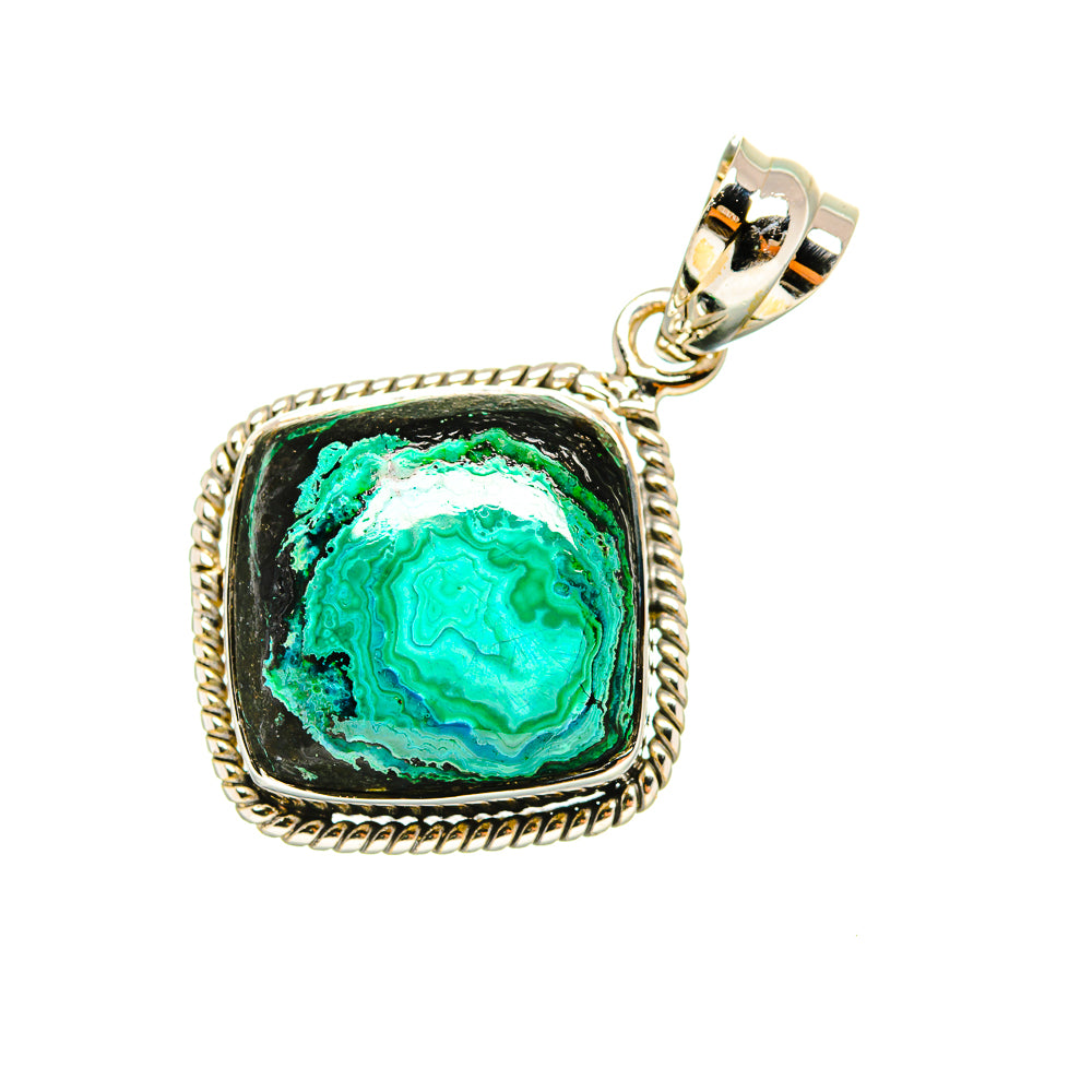 Malachite In Chrysocolla Pendants handcrafted by Ana Silver Co - PD7544