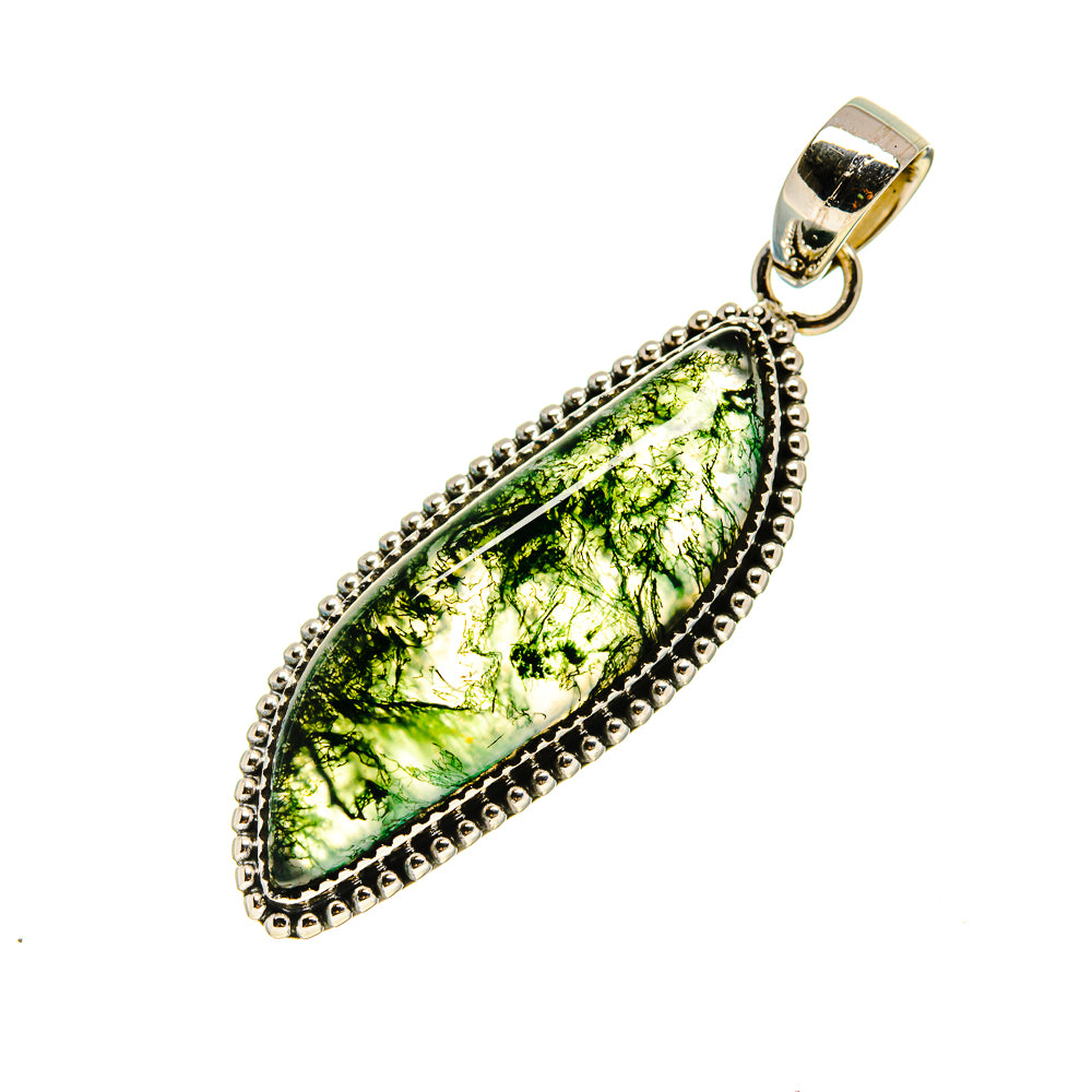 Green Moss Agate Pendants handcrafted by Ana Silver Co - PD754420