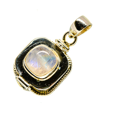 Sterling silver moonstone pendant with oval iridescent cabochon and bail