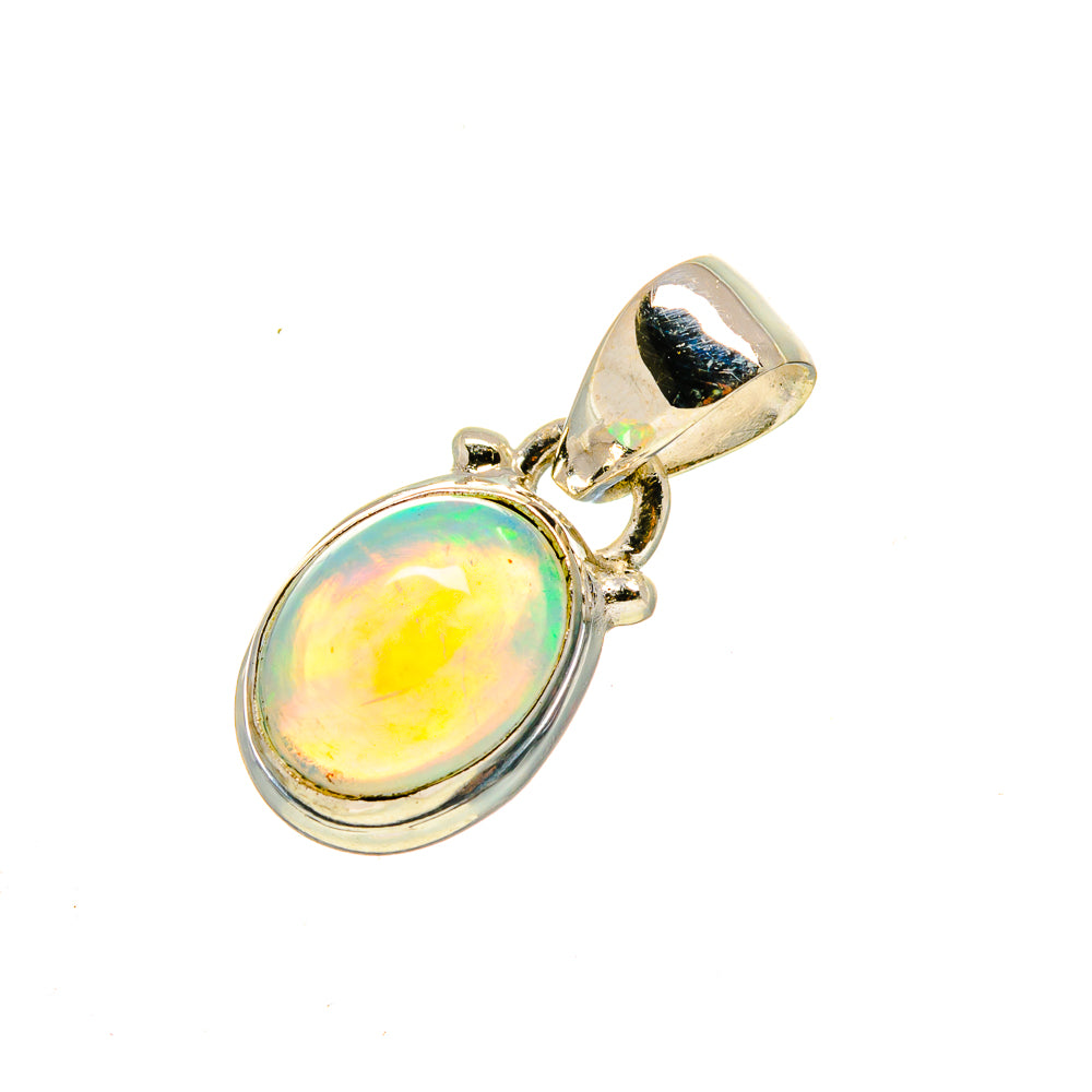 Sterling silver opal pendant with oval cabochon and textured bail