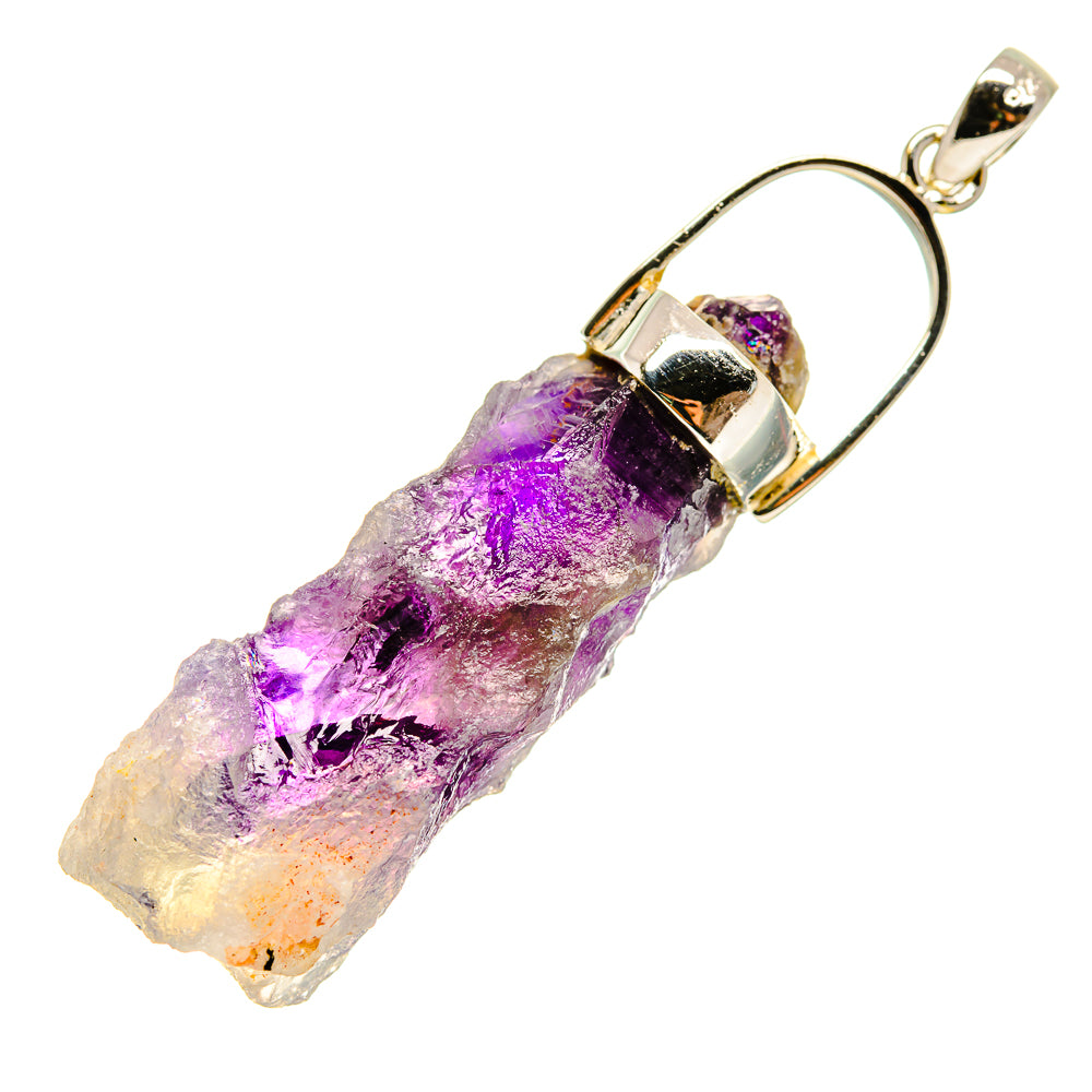 Amethyst stalactite pendant in 925 sterling silver setting, purple crystal point