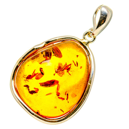 Heart-shaped amber pendant in 925 sterling silver with loop bail