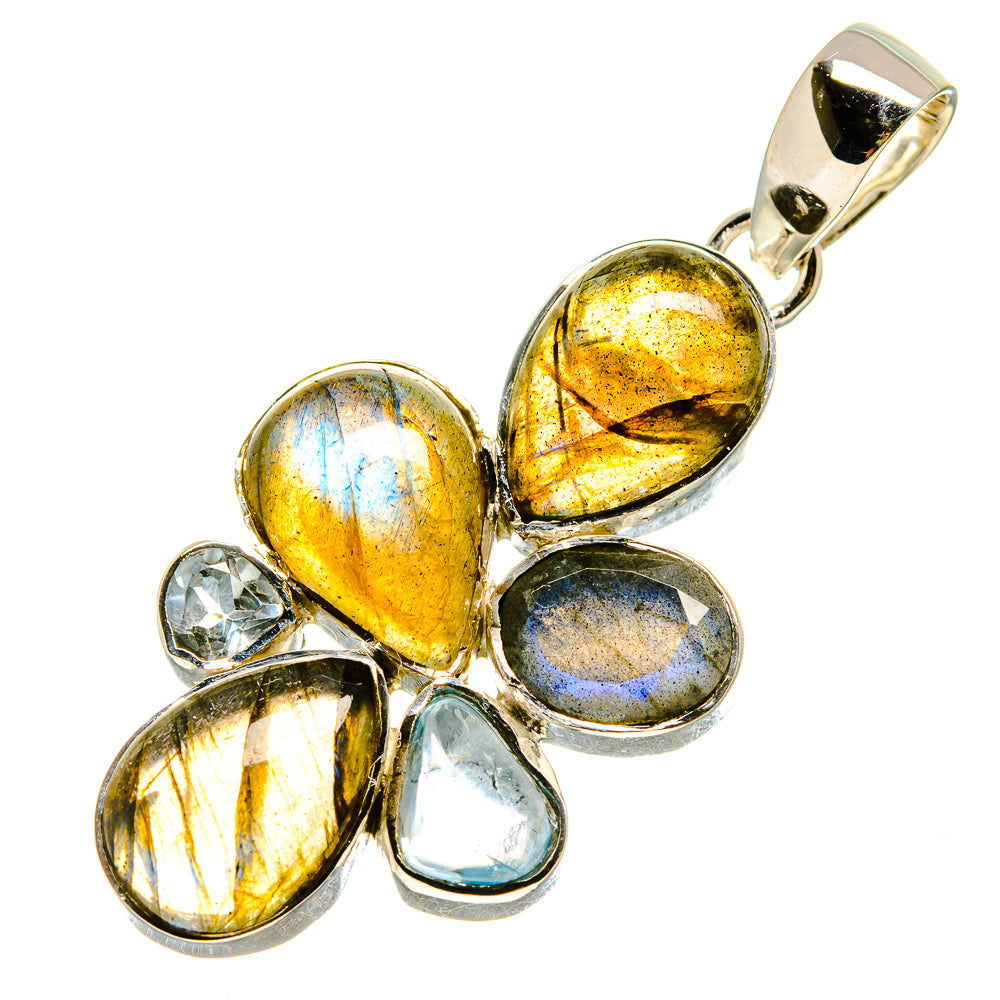 Labradorite, Blue Topaz Pendants handcrafted by Ana Silver Co - PD755055