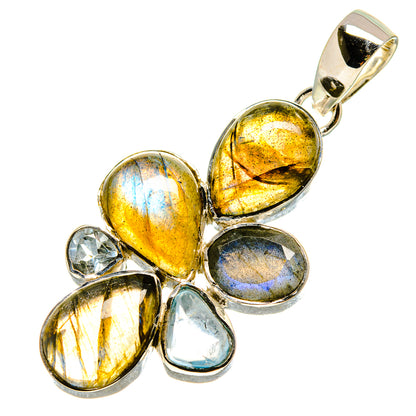 Labradorite, Blue Topaz Pendants handcrafted by Ana Silver Co - PD755055